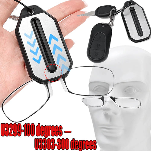 Nose Clip-on Reading Glasses Folding Legless Ultralight Keychain Glasses Men Women Mini Portable Presbyopic Glasses +1.0 To +3.0