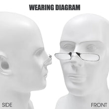 Carica l&#39;immagine nel visualizzatore di Gallery, Nose Clip-on Reading Glasses Folding Legless Ultralight Keychain Glasses Men Women Mini Portable Presbyopic Glasses +1.0 To +3.0