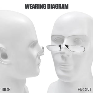 Nose Clip-on Reading Glasses Folding Legless Ultralight Keychain Glasses Men Women Mini Portable Presbyopic Glasses +1.0 To +3.0