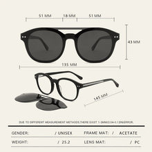Load image into Gallery viewer, O-Q CLUB Men Women Polarized Sunglasses Myopia Optical Glasses Round Magnetic Clip-on Prescription Eyeglasses FG1063