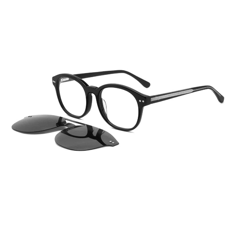 O-Q CLUB Men Women Polarized Sunglasses Myopia Optical Glasses Round Magnetic Clip-on Prescription Eyeglasses FG1063