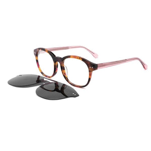 O-Q CLUB Men Women Polarized Sunglasses Myopia Optical Glasses Round Magnetic Clip-on Prescription Eyeglasses FG1063