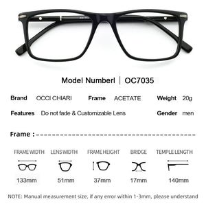 OCCI CHIARI Men Glasses Frame  Male Business Style Eyewear Myopia Optical Prescription Eyeglasses Frame Men High Qualit