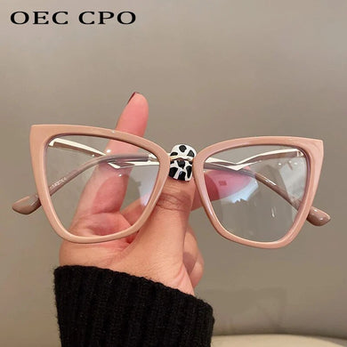 OEC CPO Fashion Cat Eye Clear Myopia Prescription Glasses Frame Women Men Transparent Lens Optical Eyeglasses Frame Unisex