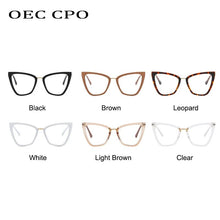 Load image into Gallery viewer, OEC CPO Fashion Cat Eye Clear Myopia Prescription Glasses Frame Women Men Transparent Lens Optical Eyeglasses Frame Unisex