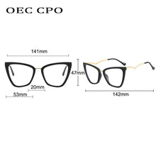 Load image into Gallery viewer, OEC CPO Fashion Cat Eye Clear Myopia Prescription Glasses Frame Women Men Transparent Lens Optical Eyeglasses Frame Unisex
