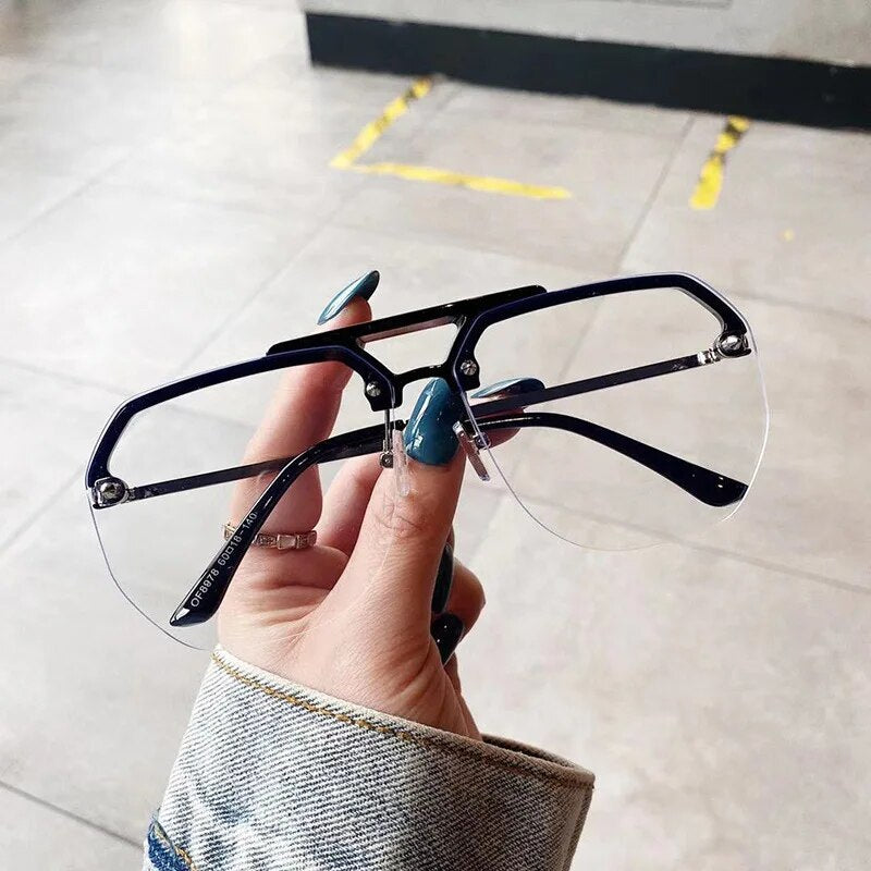 OEC CPO Fashion Rimless Optical Glasses Frames Men Women Vintage Glasses Clear Lens Ladies Gafas De Sol Eyeglasses Female