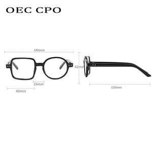 OEC CPO Square Glasses Women Men Fashion Clear Glasses Optical Eyeglasses Frame Personality Round Transparent Lens Spectacle