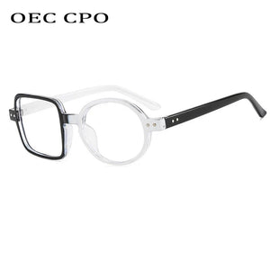 OEC CPO Square Glasses Women Men Fashion Clear Glasses Optical Eyeglasses Frame Personality Round Transparent Lens Spectacle