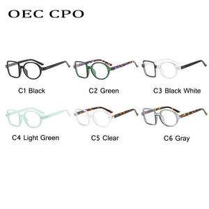 OEC CPO Square Glasses Women Men Fashion Clear Glasses Optical Eyeglasses Frame Personality Round Transparent Lens Spectacle