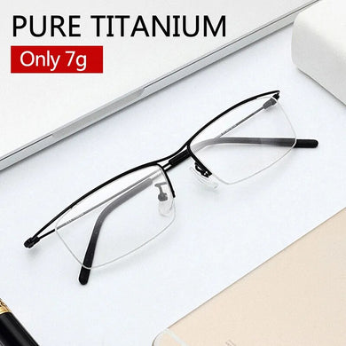 Only 7g Ultra-light Pure Titanium Glasses Frame Men Male Square Eyewear    Half Rim Optical Prescription Korea D6688