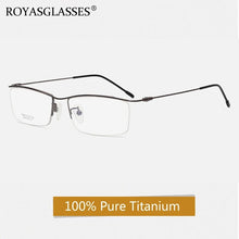 Load image into Gallery viewer, Only 7g Ultra-light Pure Titanium Glasses Frame Men Male Square Eyewear    Half Rim Optical Prescription Korea D6688