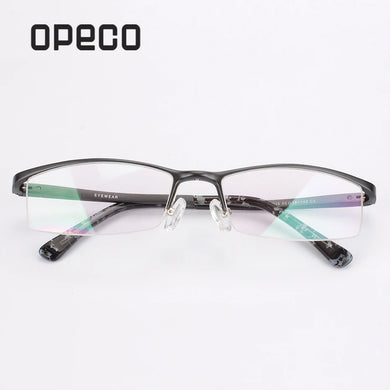 Opeco designer Men's Aluminum Eyeglasses Frame RX able Glasses Half Rim Myopia rectangle Optical Eyewear #2036