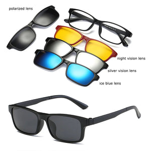 Optical Eyeglasses Frame Men Women With 4 Clip On Magnets Polarized Sunglasses Myopia  Glasses Spectacle Frame For Male YQ329