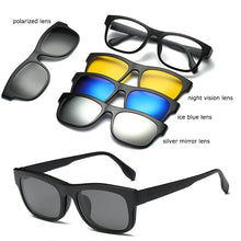 Load image into Gallery viewer, Optical Eyeglasses Frame Men Women With 4 Clip On Magnets Polarized Sunglasses Myopia  Glasses Spectacle Frame For Male YQ329