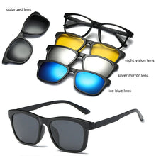 Load image into Gallery viewer, Optical Eyeglasses Frame Men Women With 4 Clip On Magnets Polarized Sunglasses Myopia  Glasses Spectacle Frame For Male YQ329
