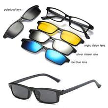 Load image into Gallery viewer, Optical Eyeglasses Frame Men Women With 4 Clip On Magnets Polarized Sunglasses Myopia  Glasses Spectacle Frame For Male YQ329