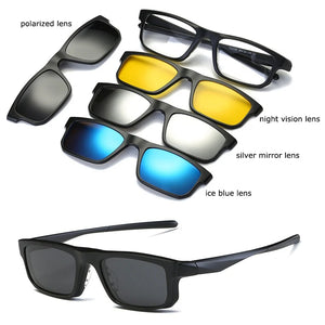 Optical Eyeglasses Frame Men Women With 4 Clip On Magnets Polarized Sunglasses Myopia  Glasses Spectacle Frame For Male YQ329