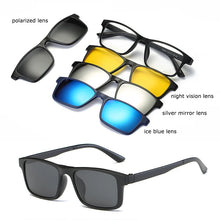 Load image into Gallery viewer, Optical Eyeglasses Frame Men Women With 4 Clip On Magnets Polarized Sunglasses Myopia  Glasses Spectacle Frame For Male YQ329