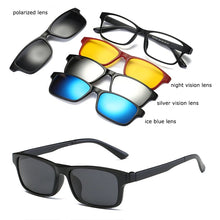 Load image into Gallery viewer, Optical Eyeglasses Frame Men Women With 4 Clip On Magnets Polarized Sunglasses Myopia  Glasses Spectacle Frame For Male YQ329