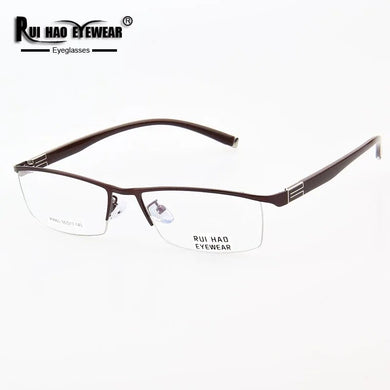 Optical Eyeglasses Frame Rectangle Prescription Glasses Super Light Stainless Steel Eyewear Frames TR90 Temple Spectacles 9963
