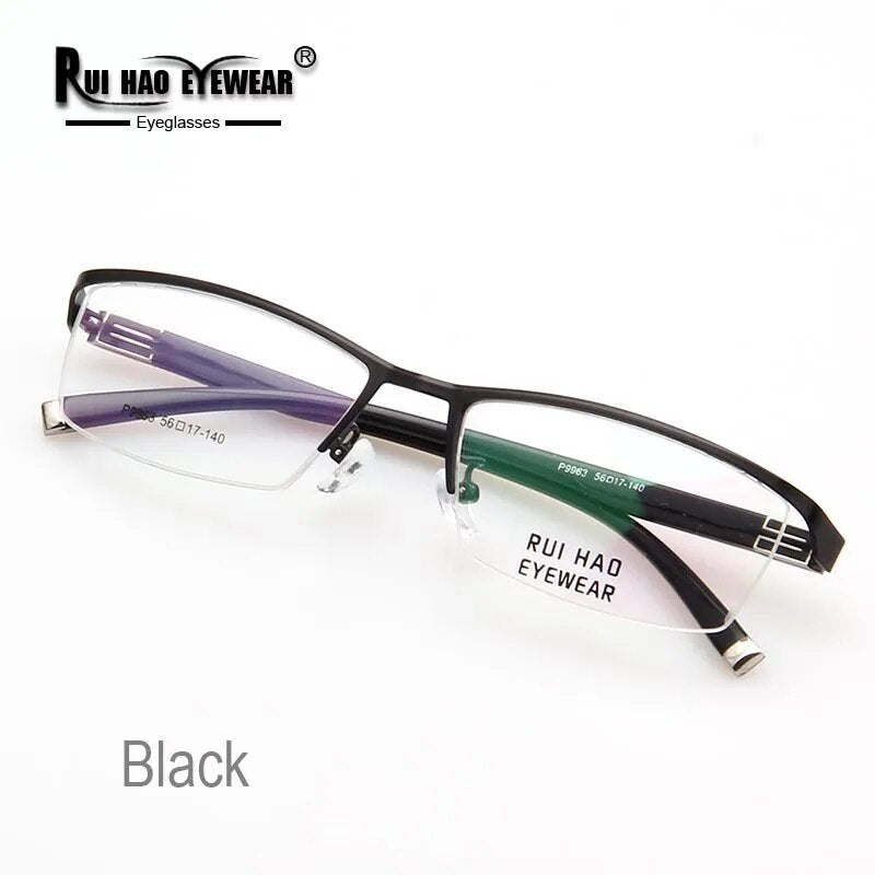 Optical Eyeglasses Frame Rectangle Prescription Glasses Super Light Stainless Steel Eyewear Frames TR90 Temple Spectacles 9963