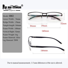 Load image into Gallery viewer, Optical Eyeglasses Frame Rectangle Prescription Glasses Super Light Stainless Steel Eyewear Frames TR90 Temple Spectacles 9963