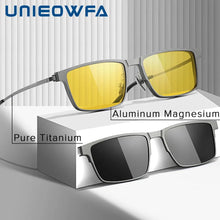 Load image into Gallery viewer, Optical Night Vision Polarized Magnetic Clip on Glasses Frame Men Pure Titanium Myopia Prescription Big Frame Eyeglasses Male