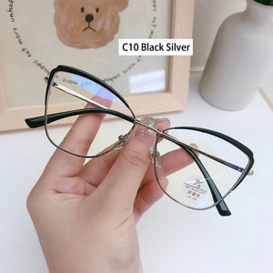 Optical Prescription Frame Women's Retro Eyewear Ｎew Fashion Ultra Light Alloy Cat Eye Glasses Anti-blue Light EyeglassesF93019