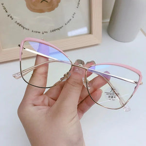 Optical Prescription Frame Women's Retro Eyewear Ｎew Fashion Ultra Light Alloy Cat Eye Glasses Anti-blue Light EyeglassesF93019
