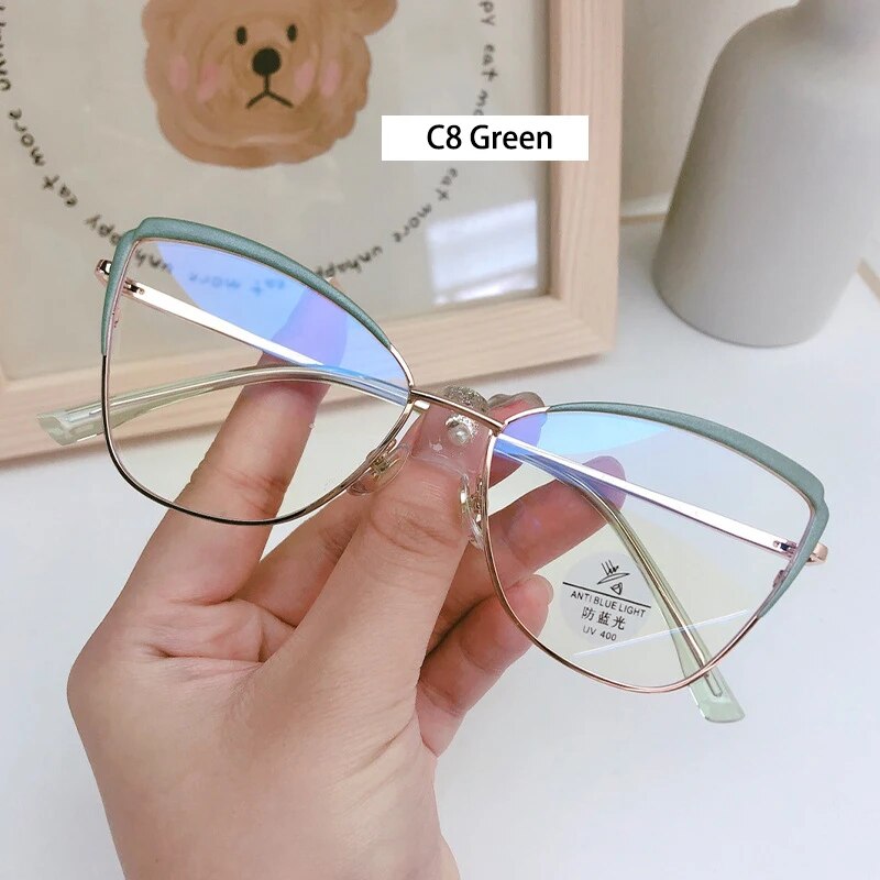 Optical Prescription Frame Women's Retro Eyewear Ｎew Fashion Ultra Light Alloy Cat Eye Glasses Anti-blue Light EyeglassesF93019