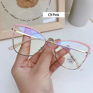 Optical Prescription Frame Women's Retro Eyewear Ｎew Fashion Ultra Light Alloy Cat Eye Glasses Anti-blue Light EyeglassesF93019