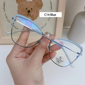 Optical Prescription Frame Women's Retro Eyewear Ｎew Fashion Ultra Light Alloy Cat Eye Glasses Anti-blue Light EyeglassesF93019