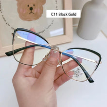 Carica l&#39;immagine nel visualizzatore di Gallery, Optical Prescription Frame Women&#39;s Retro Eyewear Ｎew Fashion Ultra Light Alloy Cat Eye Glasses Anti-blue Light EyeglassesF93019