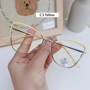 Optical Prescription Frame Women's Retro Eyewear Ｎew Fashion Ultra Light Alloy Cat Eye Glasses Anti-blue Light EyeglassesF93019