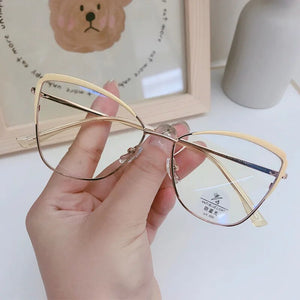Optical Prescription Frame Women's Retro Eyewear Ｎew Fashion Ultra Light Alloy Cat Eye Glasses Anti-blue Light EyeglassesF93019