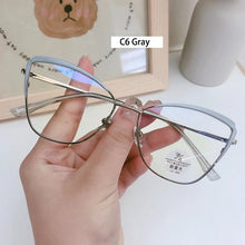 Carica l&#39;immagine nel visualizzatore di Gallery, Optical Prescription Frame Women&#39;s Retro Eyewear Ｎew Fashion Ultra Light Alloy Cat Eye Glasses Anti-blue Light EyeglassesF93019
