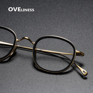 Optical Pure Titanium Retro Glasses Frame Women Men  Vintage eyeglasses frames Myopia Prescription glasses Korean eyewear