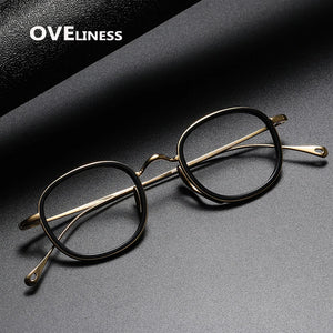 Optical Pure Titanium Retro Glasses Frame Women Men  Vintage eyeglasses frames Myopia Prescription glasses Korean eyewear