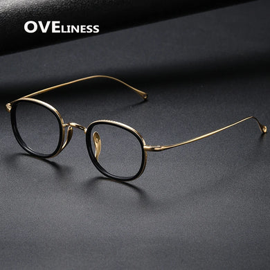 Optical Pure Titanium Retro Glasses Frame Women Men  Vintage eyeglasses frames Myopia Prescription glasses Korean eyewear