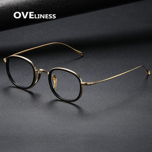 Optical Pure Titanium Retro Glasses Frame Women Men  Vintage eyeglasses frames Myopia Prescription glasses Korean eyewear