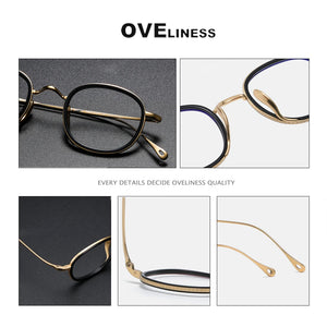 Optical Pure Titanium Retro Glasses Frame Women Men  Vintage eyeglasses frames Myopia Prescription glasses Korean eyewear