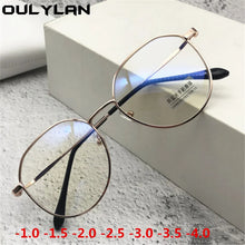 Load image into Gallery viewer, Oulylan -1.0-1.5-2.0 to-4.0 Metal Finished Myopia Glasses Men Women Anti Blue Light Eyeglasses Prescription Shortsighted Eyewear
