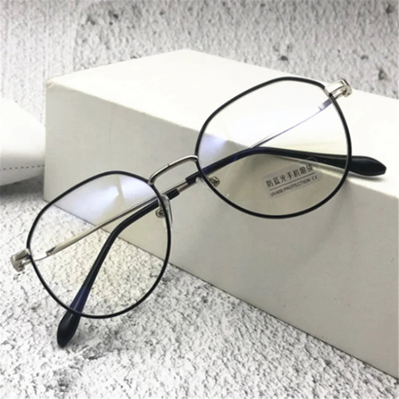 Oulylan -1.0-1.5-2.0 to-4.0 Metal Finished Myopia Glasses Men Women Anti Blue Light Eyeglasses Prescription Shortsighted Eyewear