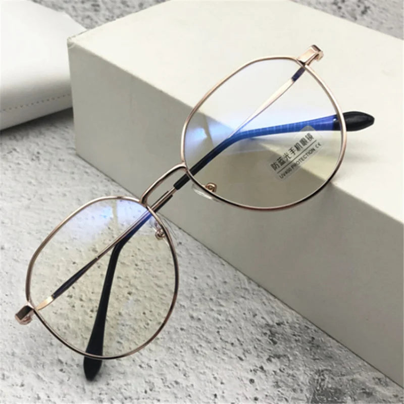 Oulylan -1.0-1.5-2.0 to-4.0 Metal Finished Myopia Glasses Men Women Anti Blue Light Eyeglasses Prescription Shortsighted Eyewear