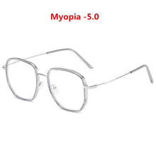 Load image into Gallery viewer, Oulylan Anti Blue Light Finished Myopia Glasses Men Women Oversized Shortsighted Eyewear Student Diopter -0.5 1.0 1.5 2.0 2.5