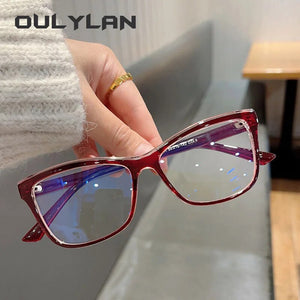 Oulylan Blue Light Blocking Eyeglasses Frame Women Fashion Anti Blue Light Glasses Frames Optical Computer Decorative Eyewear