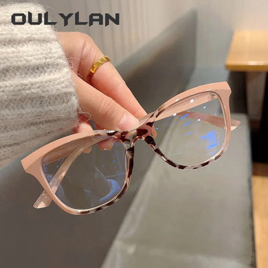 Oulylan Blue Light Blocking Eyeglasses Frame Women Fashion Anti Blue Light Glasses Frames Optical Computer Decorative Eyewear