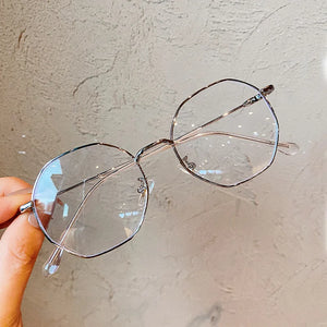 Oulylan Blue Light Blocking Glasses Women Men Retro Optical Spectacles Frames Metal Eyeglasses Computer Eyewear for Gaming