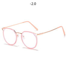 Load image into Gallery viewer, Oulylan Round Finished Myopia Glasses Women Men Cat Eye Nearsighted Eyewear Student Glasses with Diopters Minus -1.0 -1.5 -2.5
